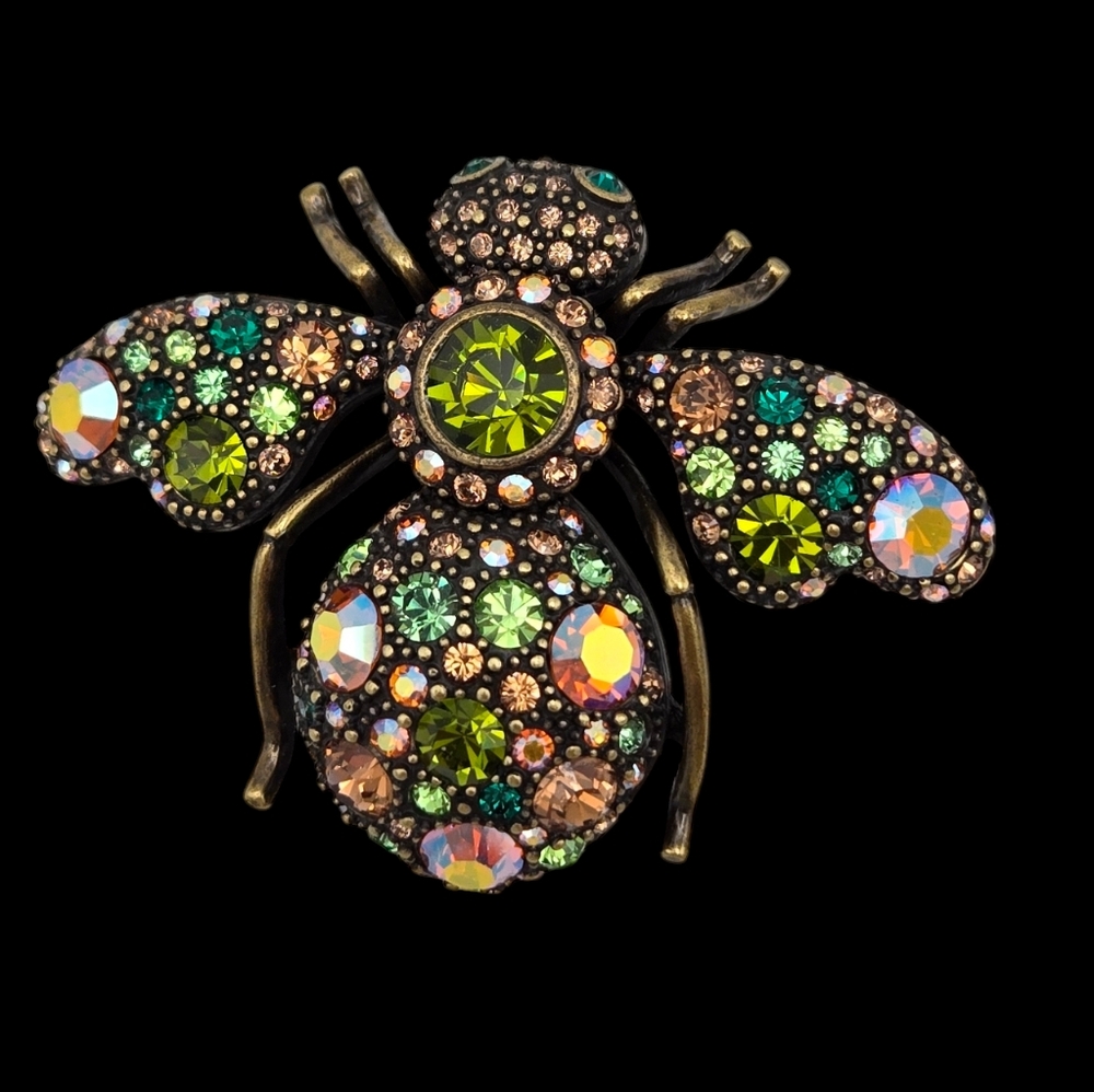 EUC VTG Joan Rivers Critter Collection Bee Brooch Aroura Borealis Rhinestones